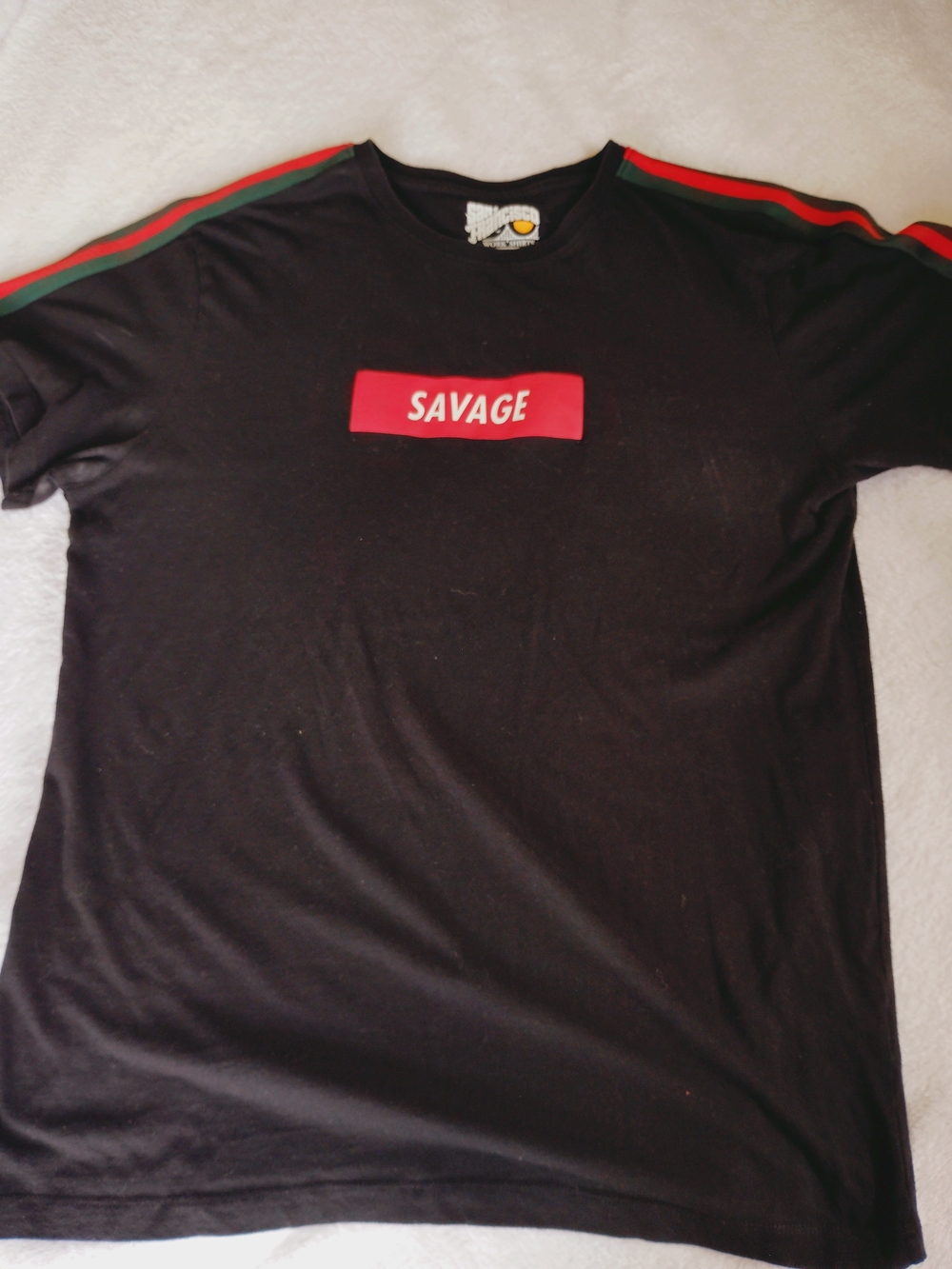 Savage Graphic Black Men's Tee with Red Accent